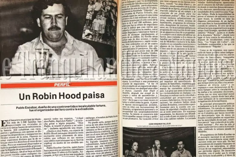 В 1983 г. в статье испанского новостного журнала Semana Эскобар был назван "Робин Гудом" из колумбийского города Медельин.