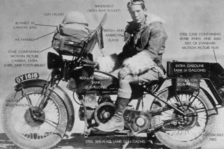 Роберт Эдисон Фултон-младший в 1932–33 годах объехал вокруг света на мотоцикле Douglas