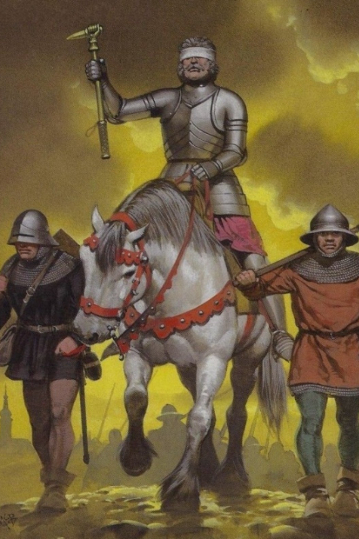 В ходе гражданской войны в Богемии начала 15 века вождь гуситов и чешский национальный герой Ян Жижка, будучи уже слепым на один глаз, лишился и второго.