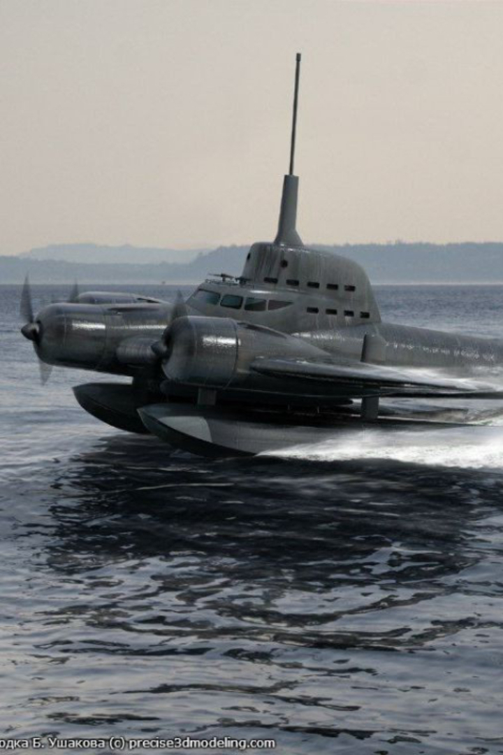 В 1930-х в Советском Союзе существовал проект создания летающей подводной лодки, который не был завершён.