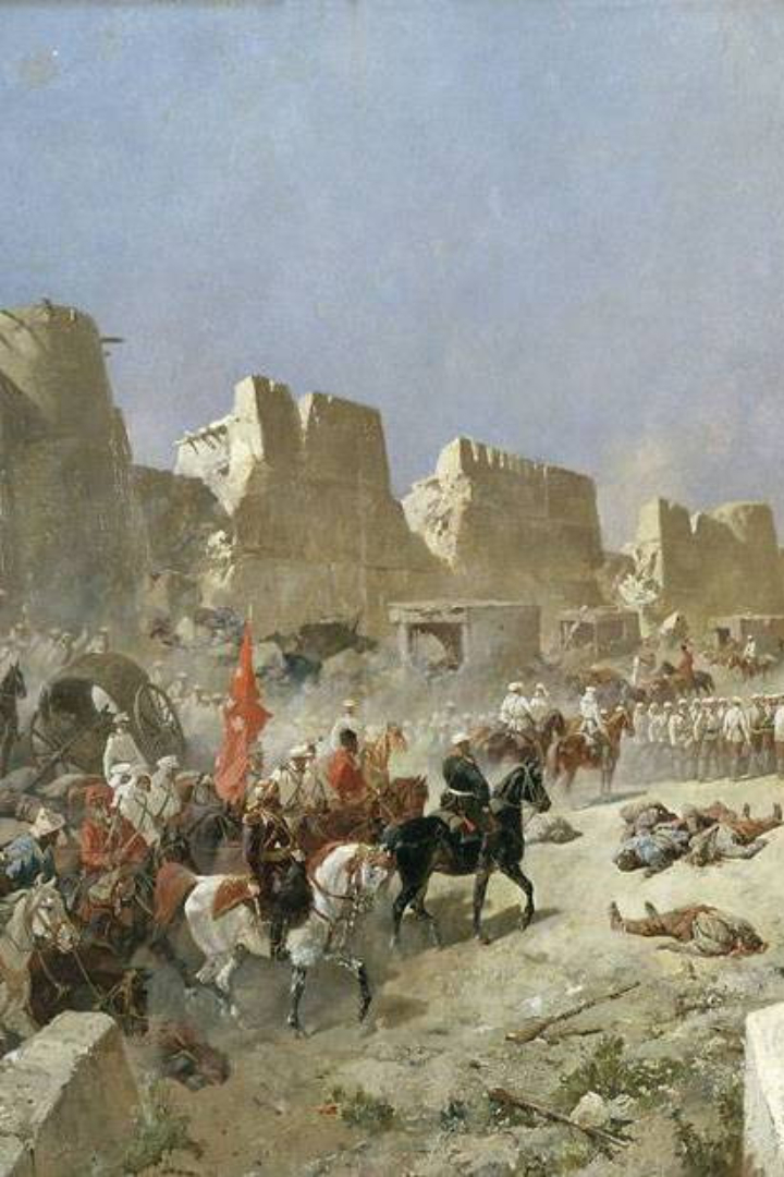 Во время войны России против Бухарского эмирата в 1868 г. пехота генерала Головачёва в штыковой атаке заняла высоту Чапан-Ата, перед этим по грудь в воде перейдя реку Зеравшан.