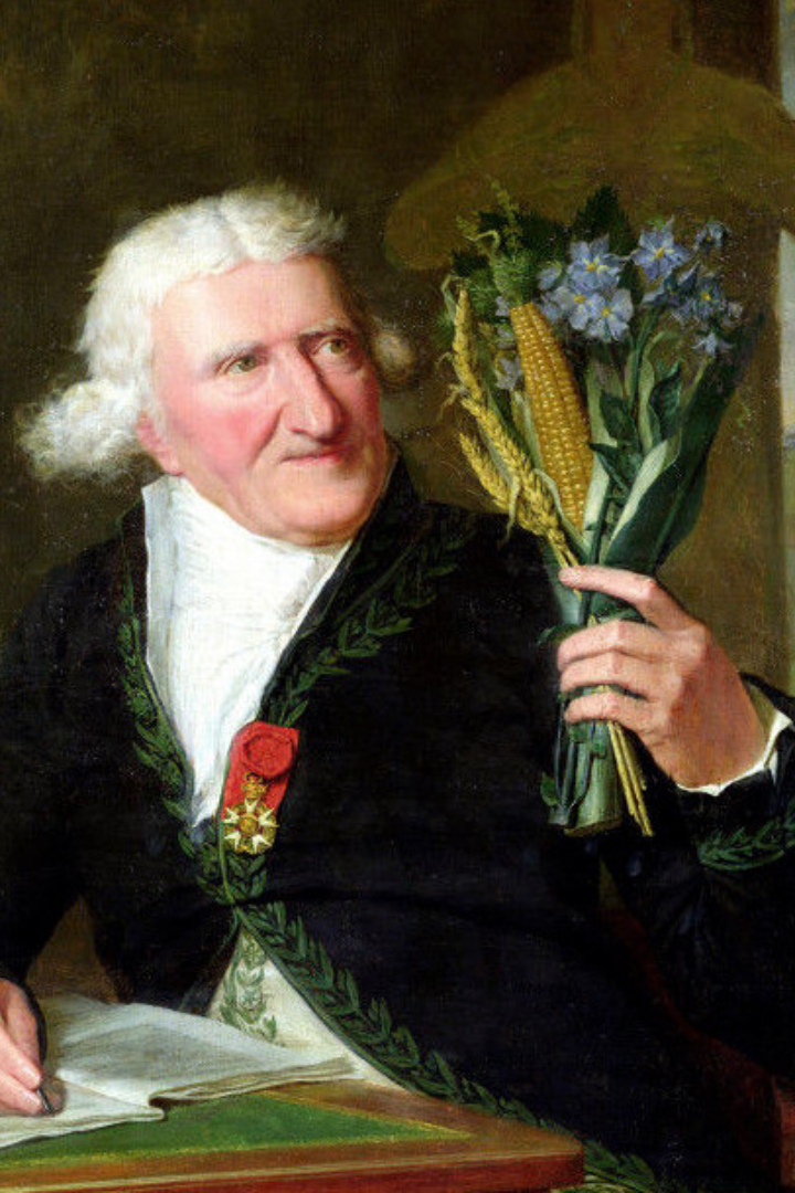 Живший в 18 веке агроном Антуан Пармантье был энтузиастом выращивания картофеля и прилагал много сил по его пропаганде среди недоверчивых французов.