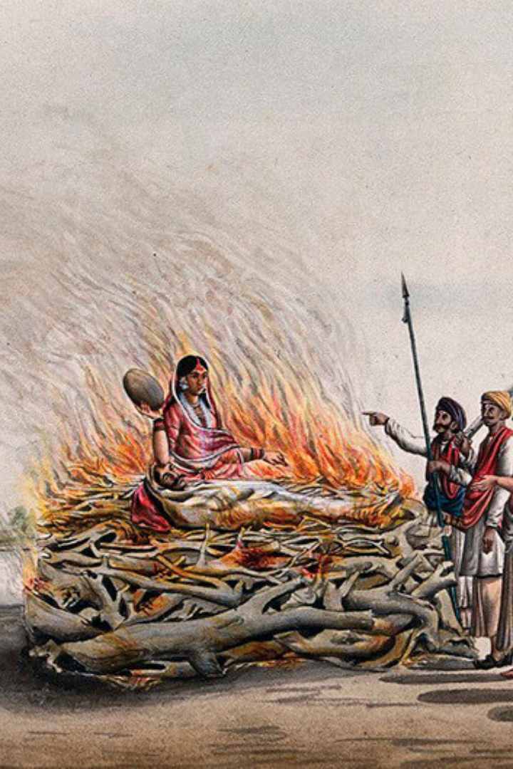 Издавна в Индии был распространён обычай сати — самосожжение вдовы на погребальном костре умершего мужа.